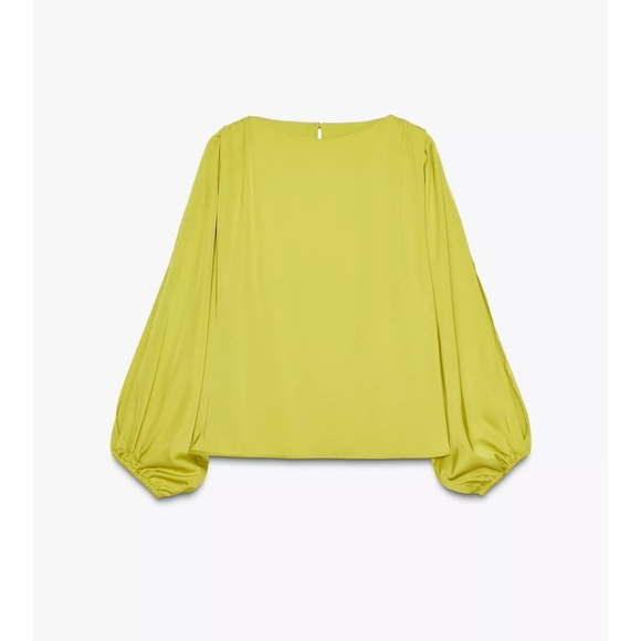 Zara Tops - ZARA SATIN EFFECT CUTOUT SLEEVE / SIZE SMALL / LIME GREEN